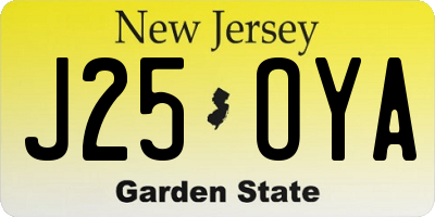 NJ license plate J25OYA