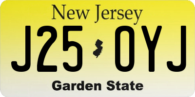 NJ license plate J25OYJ