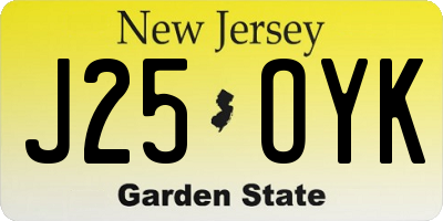 NJ license plate J25OYK