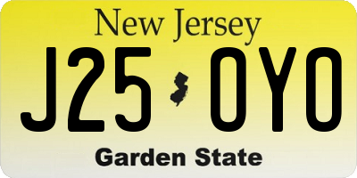 NJ license plate J25OYO