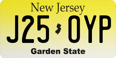 NJ license plate J25OYP
