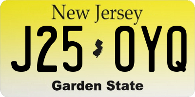 NJ license plate J25OYQ