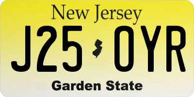 NJ license plate J25OYR