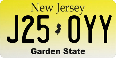 NJ license plate J25OYY