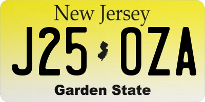 NJ license plate J25OZA