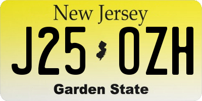 NJ license plate J25OZH