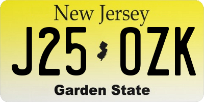 NJ license plate J25OZK