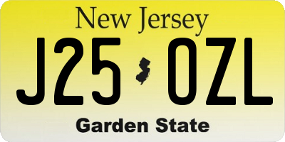 NJ license plate J25OZL