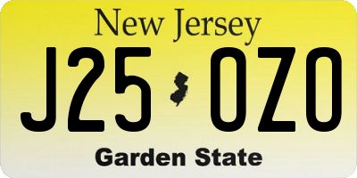 NJ license plate J25OZO