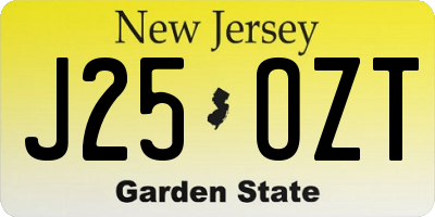 NJ license plate J25OZT