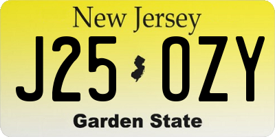 NJ license plate J25OZY