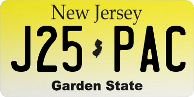 NJ license plate J25PAC