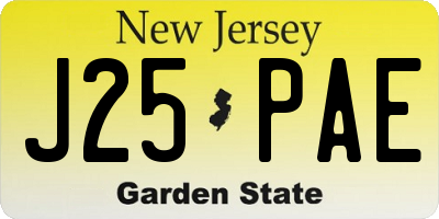 NJ license plate J25PAE