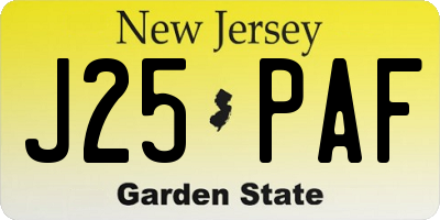 NJ license plate J25PAF