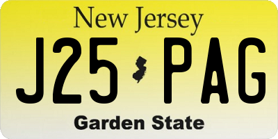 NJ license plate J25PAG