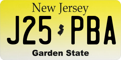 NJ license plate J25PBA
