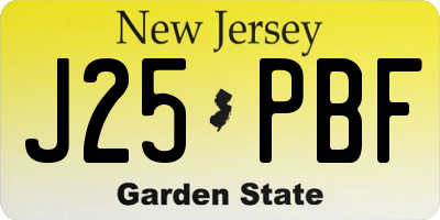NJ license plate J25PBF