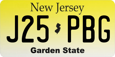NJ license plate J25PBG