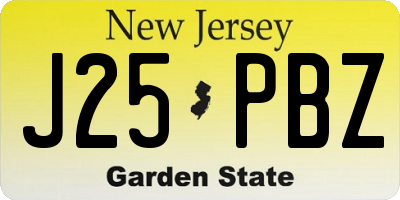 NJ license plate J25PBZ