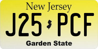 NJ license plate J25PCF