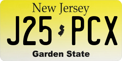 NJ license plate J25PCX