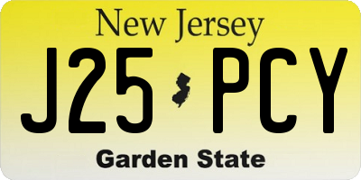 NJ license plate J25PCY
