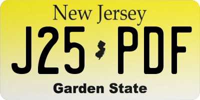 NJ license plate J25PDF