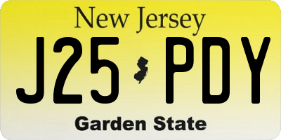 NJ license plate J25PDY