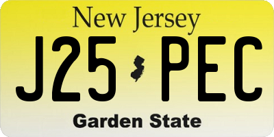 NJ license plate J25PEC