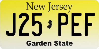 NJ license plate J25PEF