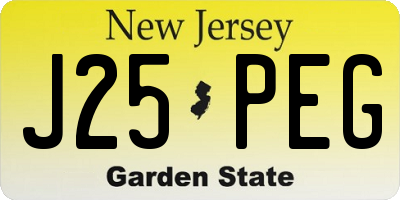 NJ license plate J25PEG