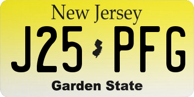 NJ license plate J25PFG