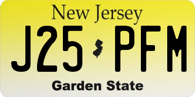 NJ license plate J25PFM