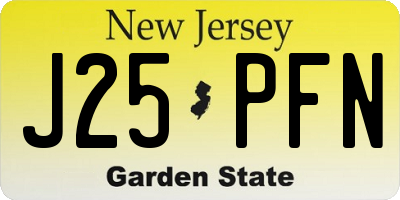NJ license plate J25PFN
