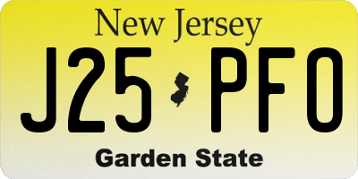 NJ license plate J25PFO