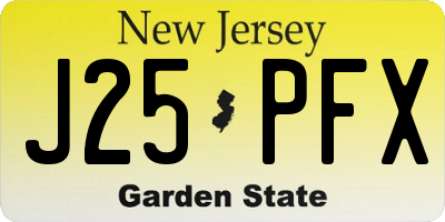 NJ license plate J25PFX