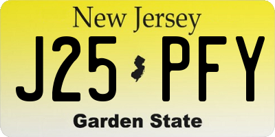 NJ license plate J25PFY