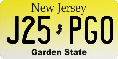 NJ license plate J25PGO