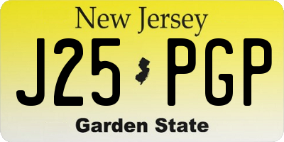 NJ license plate J25PGP