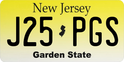 NJ license plate J25PGS