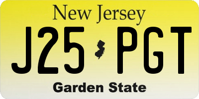NJ license plate J25PGT