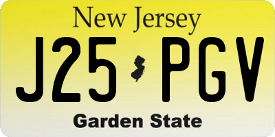 NJ license plate J25PGV