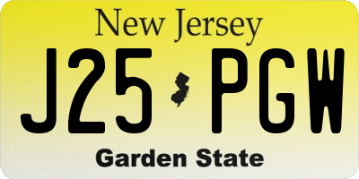 NJ license plate J25PGW