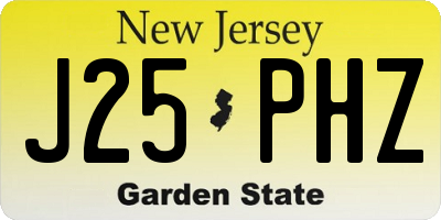 NJ license plate J25PHZ