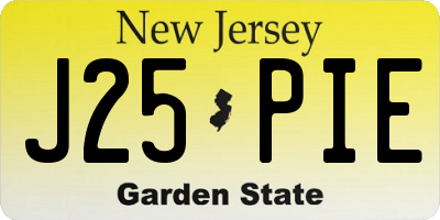 NJ license plate J25PIE