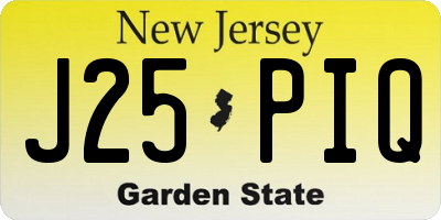 NJ license plate J25PIQ