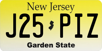 NJ license plate J25PIZ