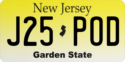 NJ license plate J25POD