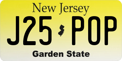 NJ license plate J25POP
