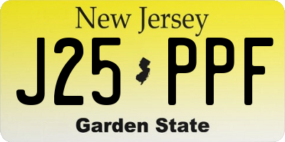 NJ license plate J25PPF